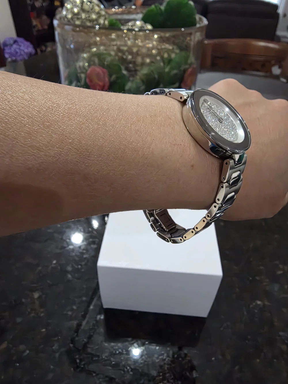 Movado Silver-Tone Crystal Dial Women's Bracelet Watch